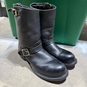 Iron Age Leather Engineer Motorcycle Boots Steel Toe Boots Men’s Black 11D